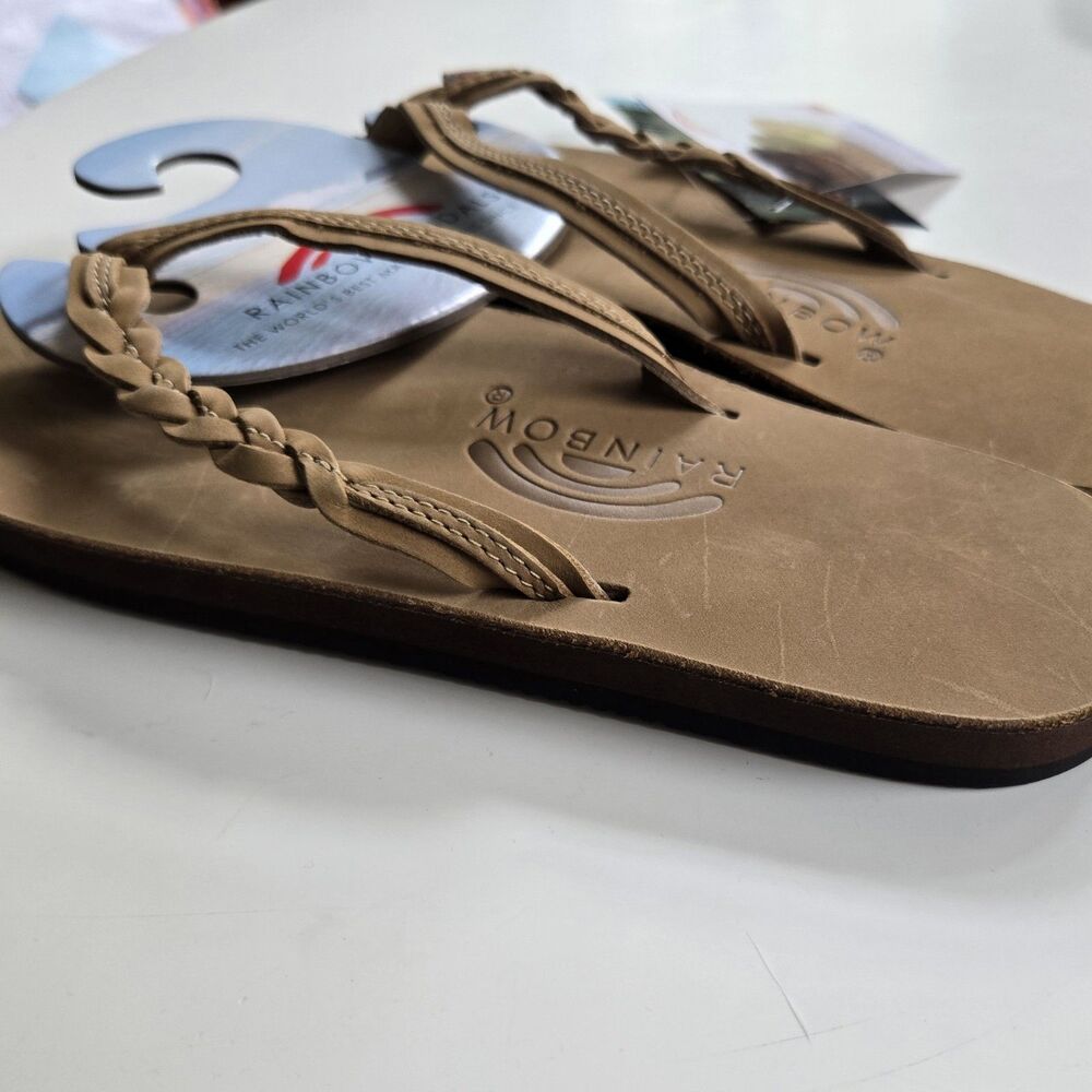 NWT Rainbow Flirty Braidy Flip Flops Sandals Sierra Brown Women's Med 6.5-7.5 - Picture 4 of 7